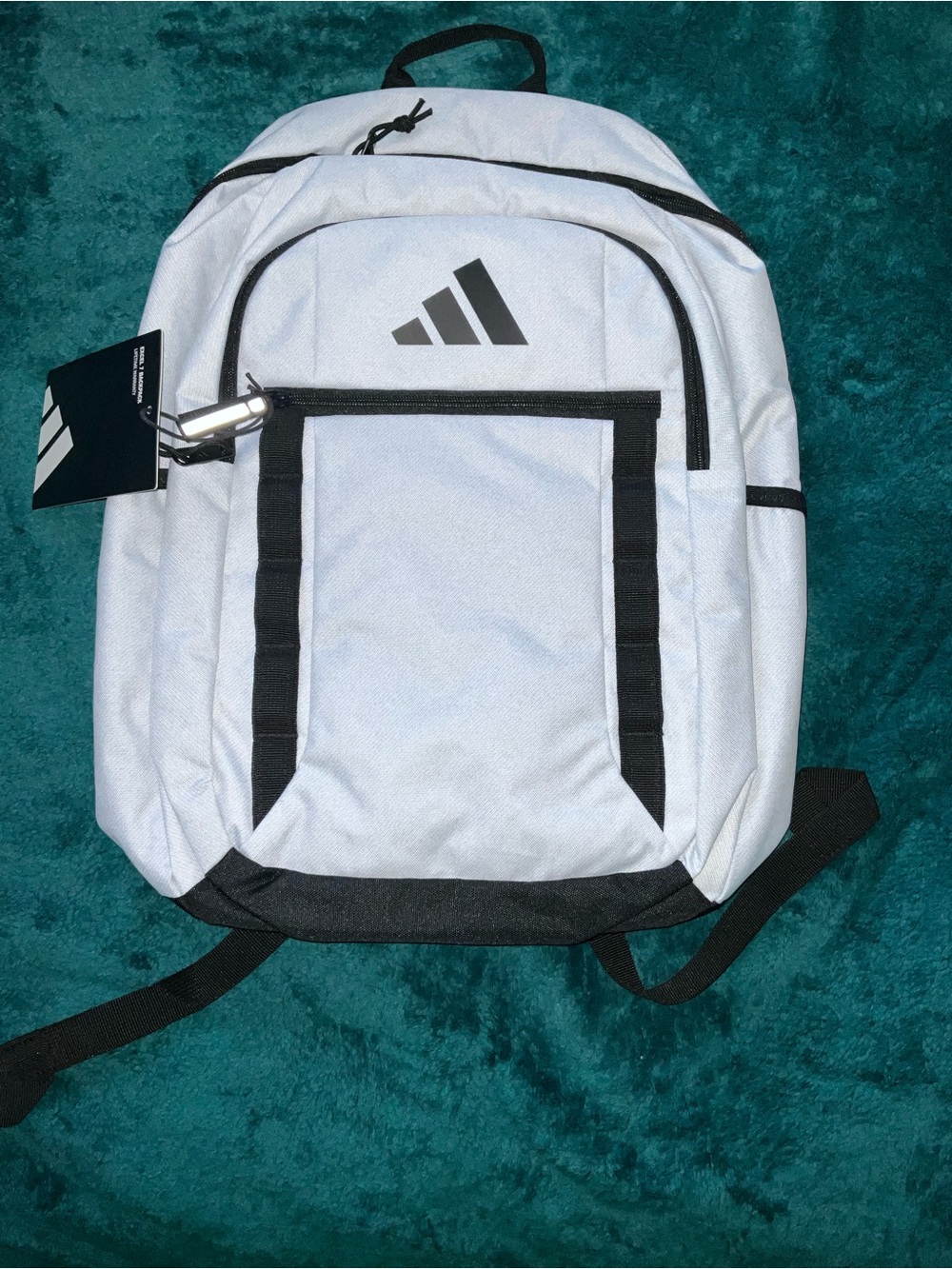 adidas White and Black Everyday Backpack with Front Organizer